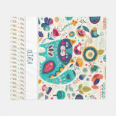 OLIVIA - Girls Name Gift - COZY Folk Art CAT Fleecedecke (Vorderseite (Horizontal))