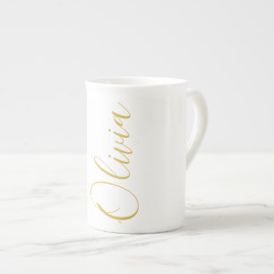 Olivia Gold Schriftname Weiße Spezialtasse Porzellantasse