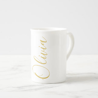 Olivia Gold Schriftname Weiße Spezialtasse Porzellantasse