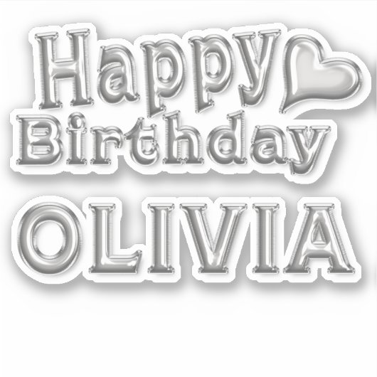 Olivia Happy Birthday silver Aufkleber Sticker (Vorderseite)