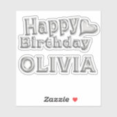 Olivia Happy Birthday silver Aufkleber Sticker (Blatt)
