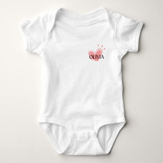 Olivia Heart Baby Bodysuit Baby Strampler (Vorderseite)