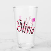Olivia-Logo mit Rose, Glas (Rückseite)