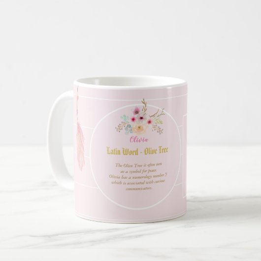 OLIVIA - Mädchen Name Bedeutung Geschenk - Meerjun Kaffeetasse (Vorderseite Links)