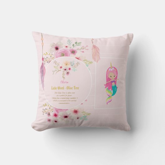 OLIVIA - Mädchen Name Bedeutung Geschenk - Meerjun Kissen (Vorderseite)
