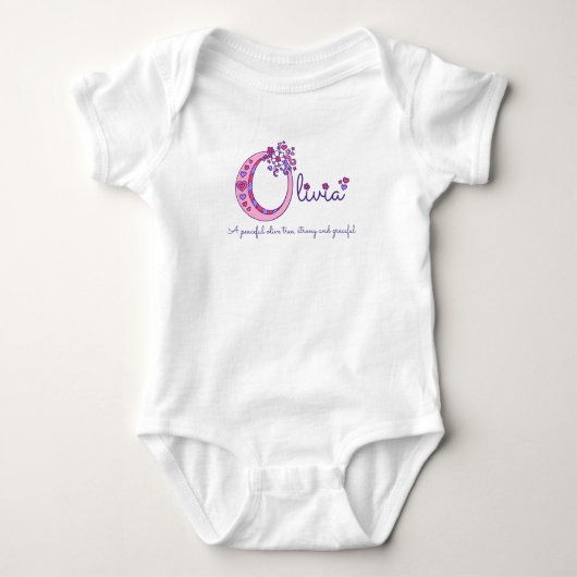 Olivia Mädchenname im Sinne von O-Monogramm-Shirt Baby Strampler (Vorderseite)