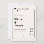 OLIVIA Modern Ivory Celestial Save the Date Card Einladung (Vorderseite)