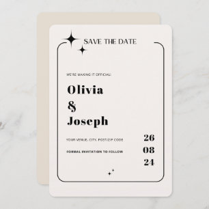 OLIVIA Modern Ivory Celestial Save the Date Card Einladung