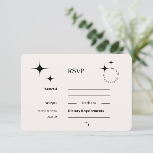 OLIVIA Modern Ivory Celestie UAWG Response Card RSVP Karte (Stehend Vorderseite)