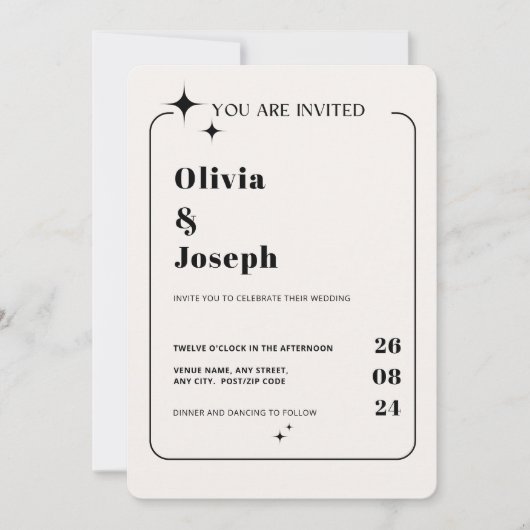 OLIVIA Modern Ivory Celestie Wedding Einladung (Vorderseite)