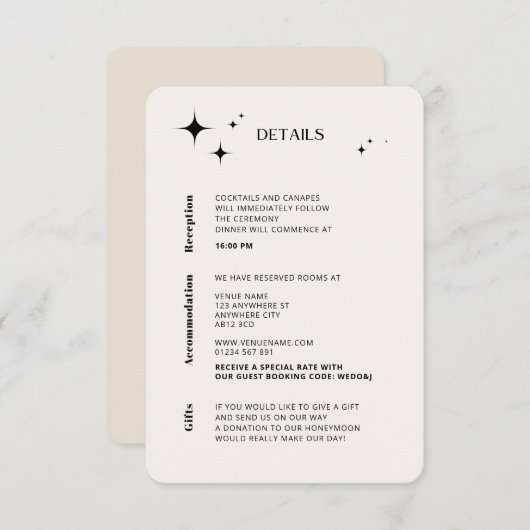 OLIVIA Moderne ivorische Himmelskarte Begleitkarte (Vorne/Hinten)