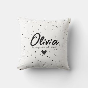 OLIVIA Name Bedeutung Mädchen Kinder Schwarz-weiß  Kissen