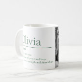 Olivia name definition custom photo green kaffeetasse (Vorderseite Links)