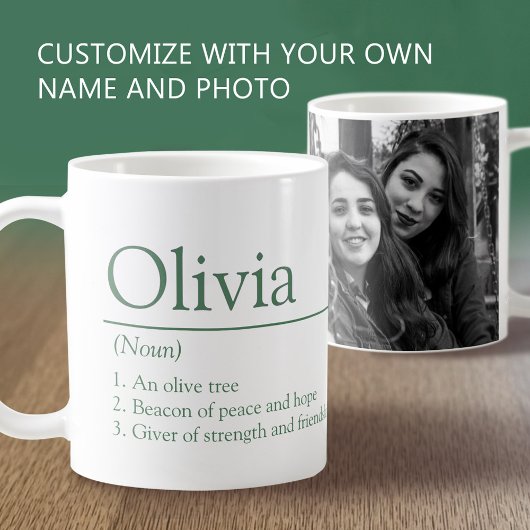 Olivia name definition custom photo green kaffeetasse