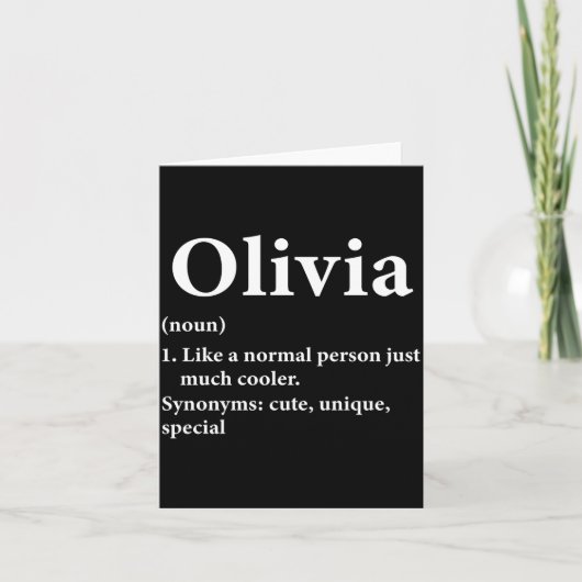 Olivia Name Definition Funny D Karte (Vorderseite)