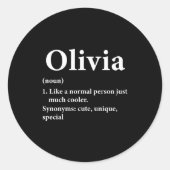 Olivia Name Definition Funny D Runder Aufkleber (Vorderseite)