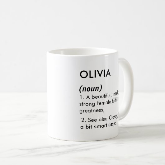 Olivia name, Editable name, Custom name Kaffeetasse (VorderseiteRechts)