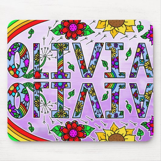 Olivia, Name eines Mädchen im digitalen Folk Art S Mousepad (Vorne)