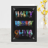 Olivia - Name in Lights Grußkarte (Foto) Karte (Gelbe Blume)
