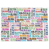 OLIVIA Name in Regenbogenfarben auf Weiß Große Geschenktüte (Rückseite)