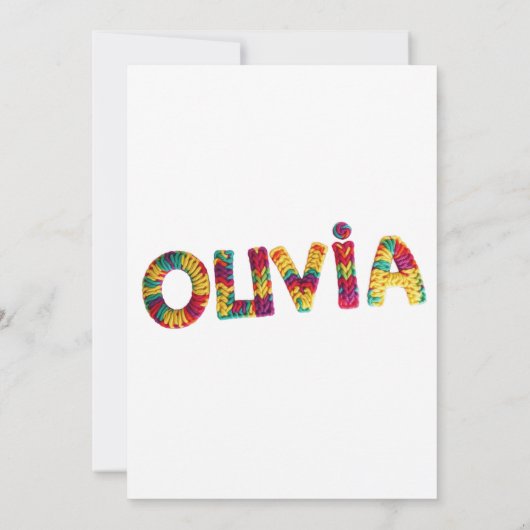 Olivia Name in Vibrant Crochet Pattern Einladung (Rückseite)