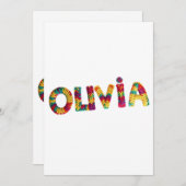 Olivia Name in Vibrant Crochet Pattern Einladung (Vorne/Hinten)