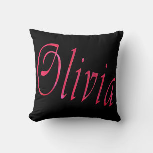 Olivia, Name, Logo, Schwarzer Kissen. Kissen