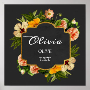 Olivia Name Meaning Royal Rose Frame Gift Poster