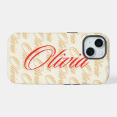 Olivia Name Pattern Design iPhone 15 Hülle (Rückseite (Horizontal))