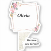 Olivia name sticker – Custom flower-golden line (Vorderseite)