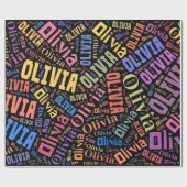 Olivia Name Text Design - Hintergrund ändern Geschenkpapier (Flach)