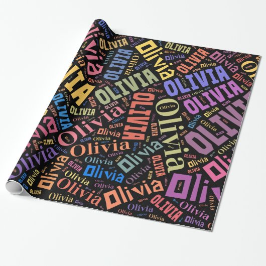 Olivia Name Text Design - Hintergrund ändern Geschenkpapier (Ungerollt)
