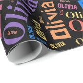 Olivia Name Text Design - Hintergrund ändern Geschenkpapier (Rolleneckpunkt)