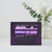 Olivia Name Vorname lila Postkarte Geburtstag (Stehend Vorderseite)