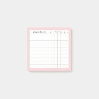 Olivia Personalisiert Habit Tracker in Blush Post-it Klebezettel