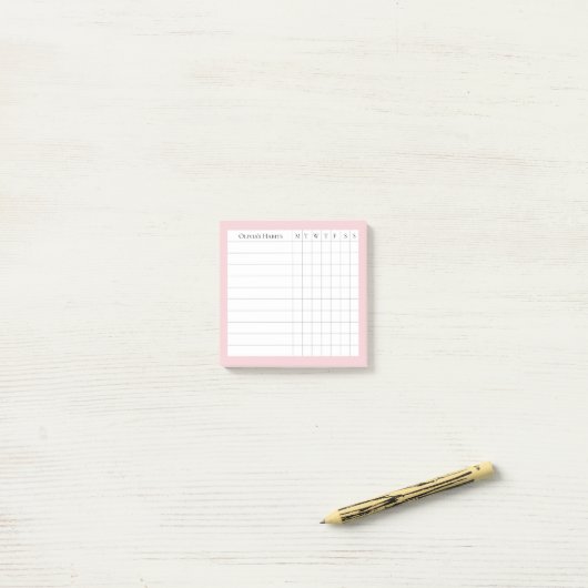 Olivia Personalisiert Habit Tracker in Blush Post-it Klebezettel (Auf Schreibtisch)