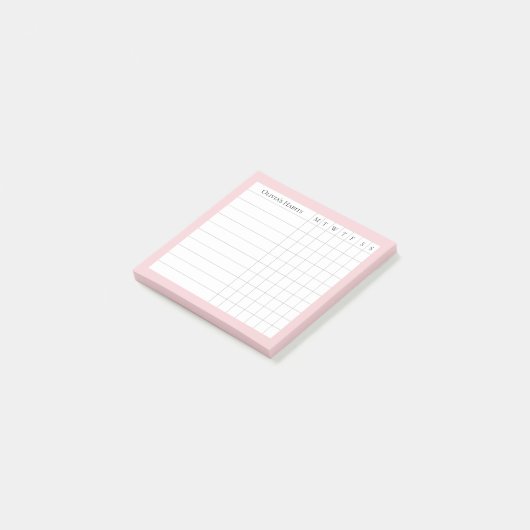 Olivia Personalisiert Habit Tracker in Blush Post-it Klebezettel (angewinkelt)