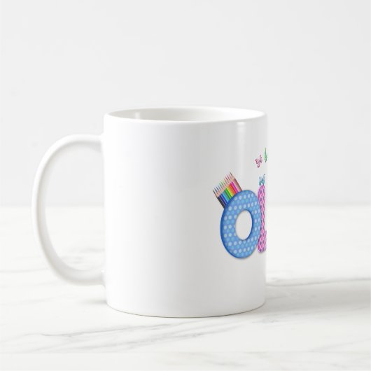OLIVIA/personalisierte Namensillustration Kaffeetasse (Links)
