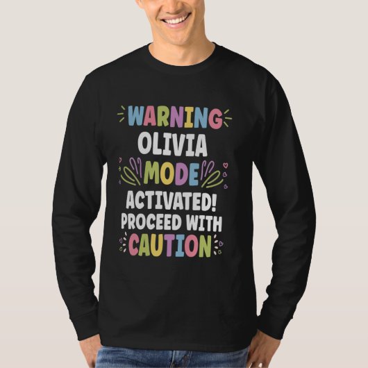 OLIVIA Personalisierter Name Funny Niedlich Custom T-Shirt (Vorderseite)