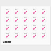 Olivia Personalized Emoji Hearts Round Stickers (Blatt)