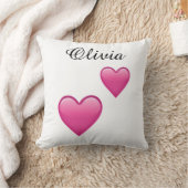 Olivia Personalized Emoji Hearts Throw Pillow Kissen (Decke)