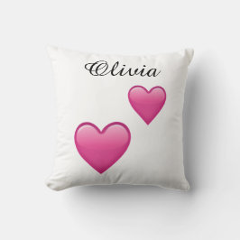 Olivia Personalized Emoji Hearts Throw Pillow Kissen