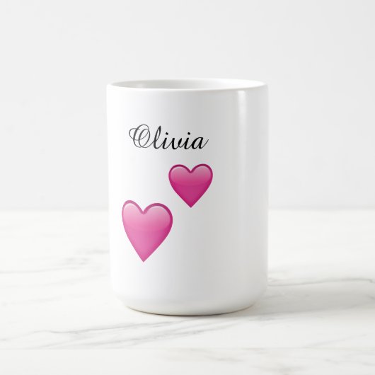 Olivia Personalized Hearts Emoji Mug Kaffeetasse (Mittel)