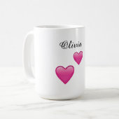Olivia Personalized Hearts Emoji Mug Kaffeetasse (Vorderseite Links)