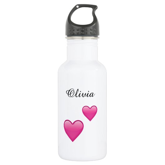 Olivia Personalized Hearts Water Bottle Edelstahlflasche (Vorderseite)