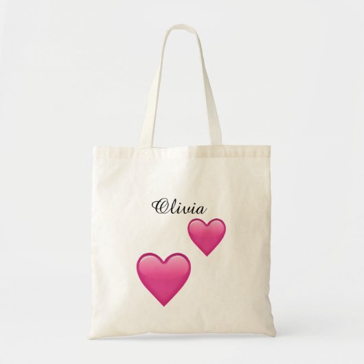 Olivia Personalized Tote Bag with Hearts Emoji Tragetasche (Vorne)