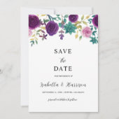 OLIVIA | Purple Floral Save the Date Template Einladung (Vorderseite)