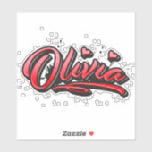 Olivia red Heart Graffiti Aufkleber Sticker (Blatt)