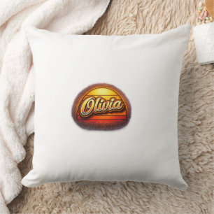 Olivia Retro-Sonnenuntergang-Personalisiertes Name Kissen
