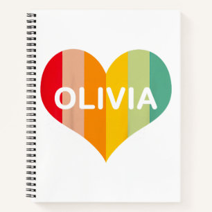 Olivia Retro Vintage Herz Name  Notizblock